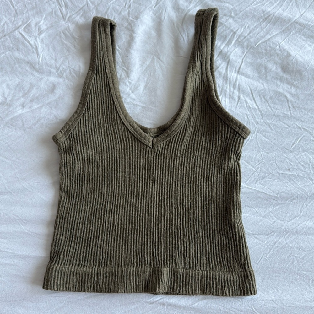 UO Out From Under Drew Seamless Tank (Green)